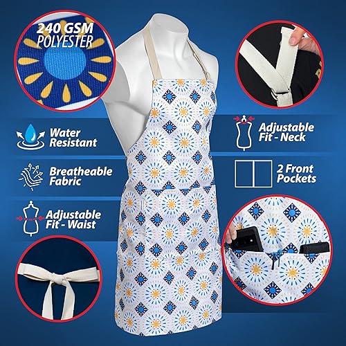 Miniatura 3 de Delantal ajustable, resistente al agua, con bolsillo, correa para el cuello, lazo largo, ultrafino y ligero (paquete de 2)