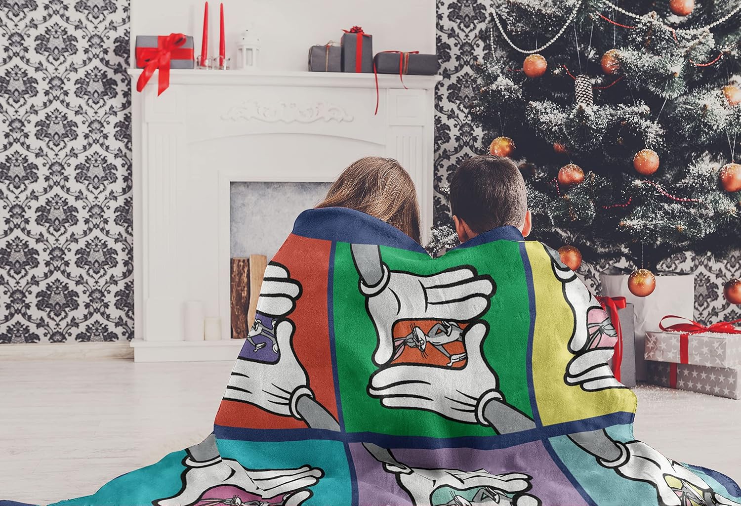 Northwest Looney Tunes Micro Raschel Throw Blanket, 46" x 60", Pop Art Bugs