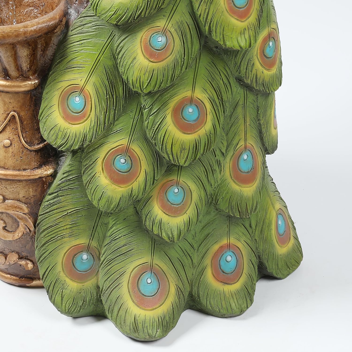 Peacock and Urns Resin Outdoor Fountain with LED Lights