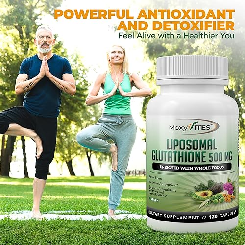 Miniatura 8 de Suplemento de glutatión liposomal de 500 mg  L glutatión puro (GSH) reducido  Forma activa, hecho con alimentos integrales orgánicos, complejo de