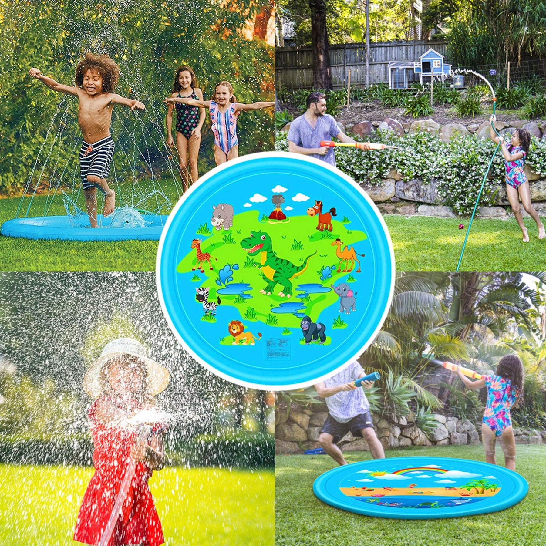 Pool for Kids Outdoor Water Toys, Inflatable Sprinkler Splash Pad Pool Play Mat Above Ground Pool Inflatable Pool Water Park for Adults 68"