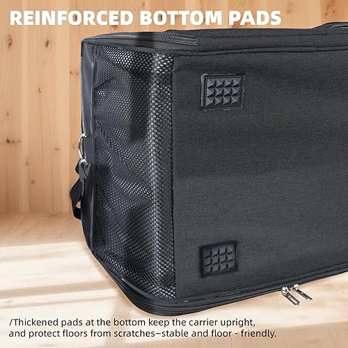 Miniatura 11 de Transportador para gatos ligero e impermeable, diseño plegable con cubierta completa para mayor seguridad, incluye cuenco plegable, color gris