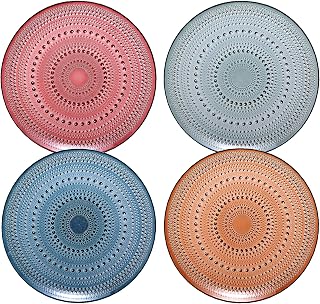 Khen Glass Hobnail Colored Plates | Set of 4 | Pastel Natural Colors 10 . 6" Dinner or - Server, Charger, Dessert Server, Appetizer Plate, Snack, Fruit, Housewarming Gift