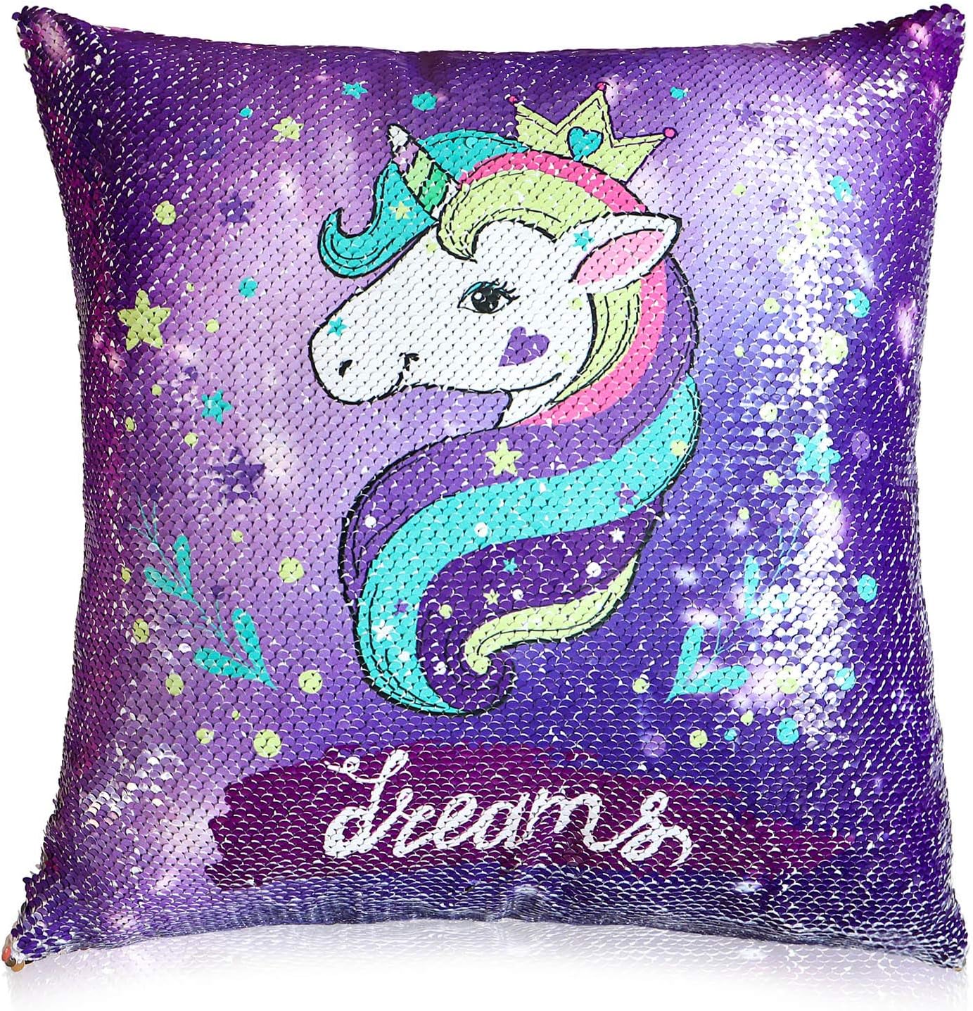 reversible sequin unicorn pillow
