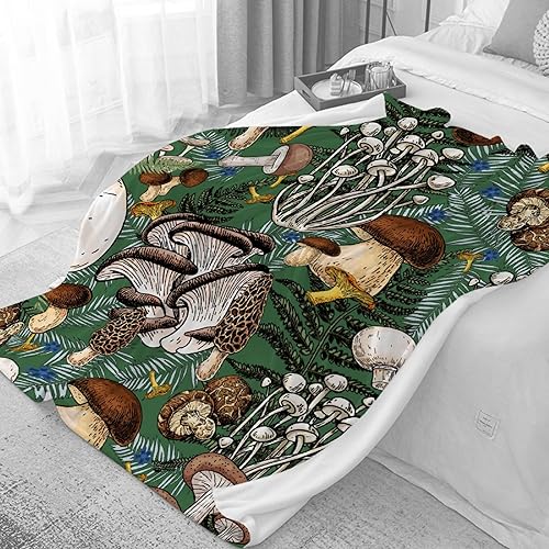 Miniatura 10 de Manta de hongos, regalos para mujeres, suave y acogedora manta de franela de vellón para todas las estaciones, mantas decorativas para sofá, cama,
