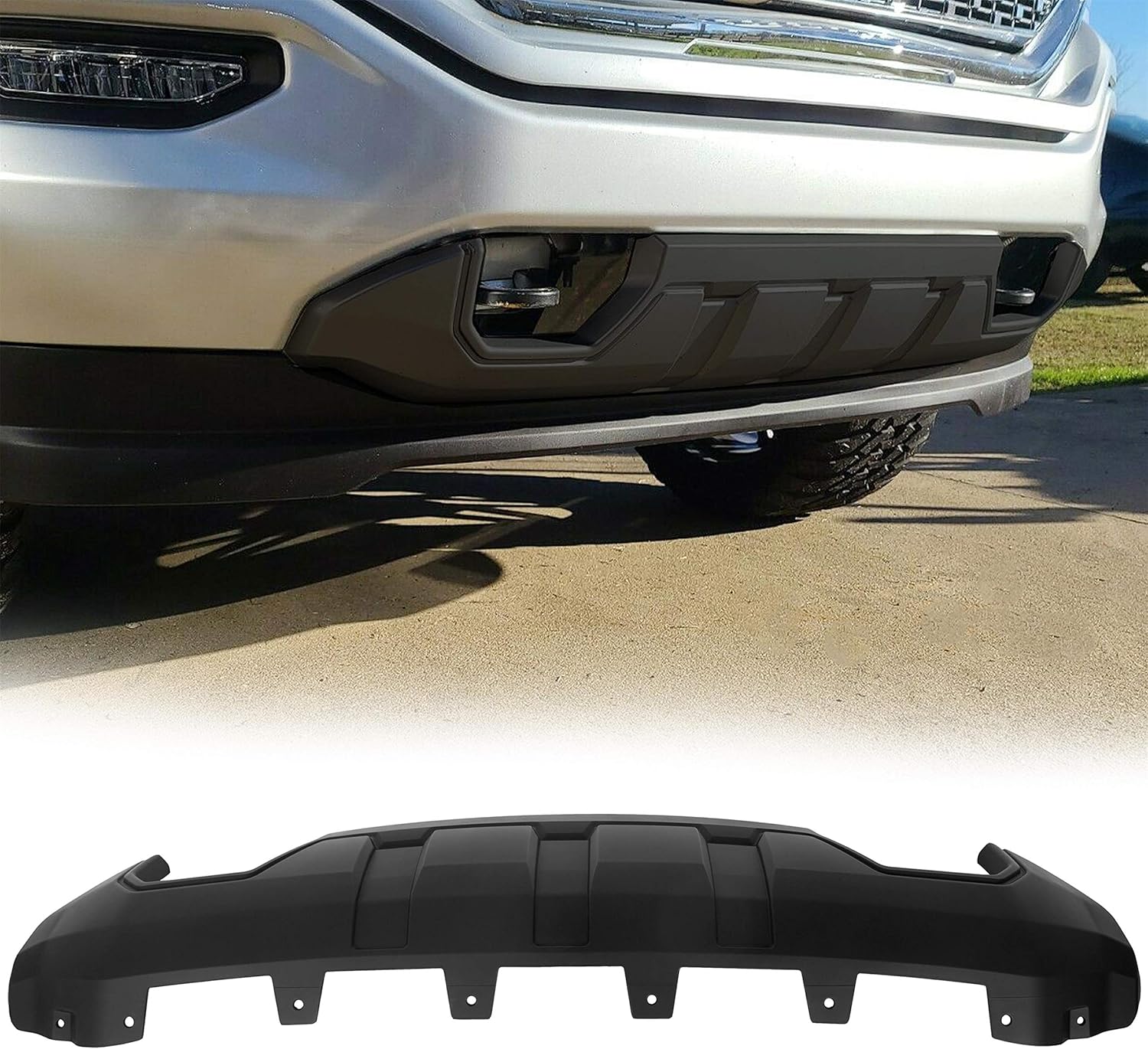 ECOTRIC Front Bumper Skid Plate Compatible with 2016-2019 GMC Sierra 1500 Bumper Valance Panel Replace for 23243494 GM1015123 23243493 Black
