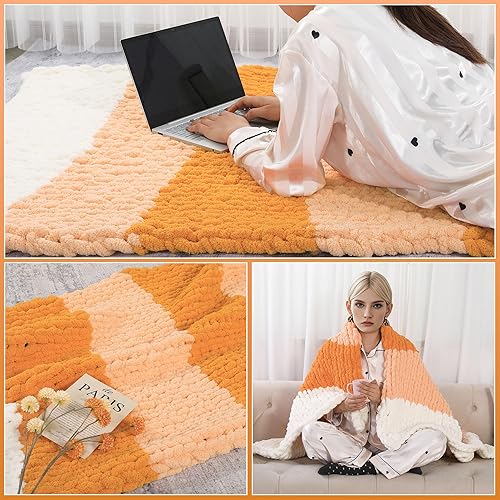 Vista 114 de HOMBYS Paquete de 8 hilos gruesos surtidos para tejer a ganchillo, hilo súper voluminoso, grande, suave y esponjoso, hilo de felpilla grueso para 4