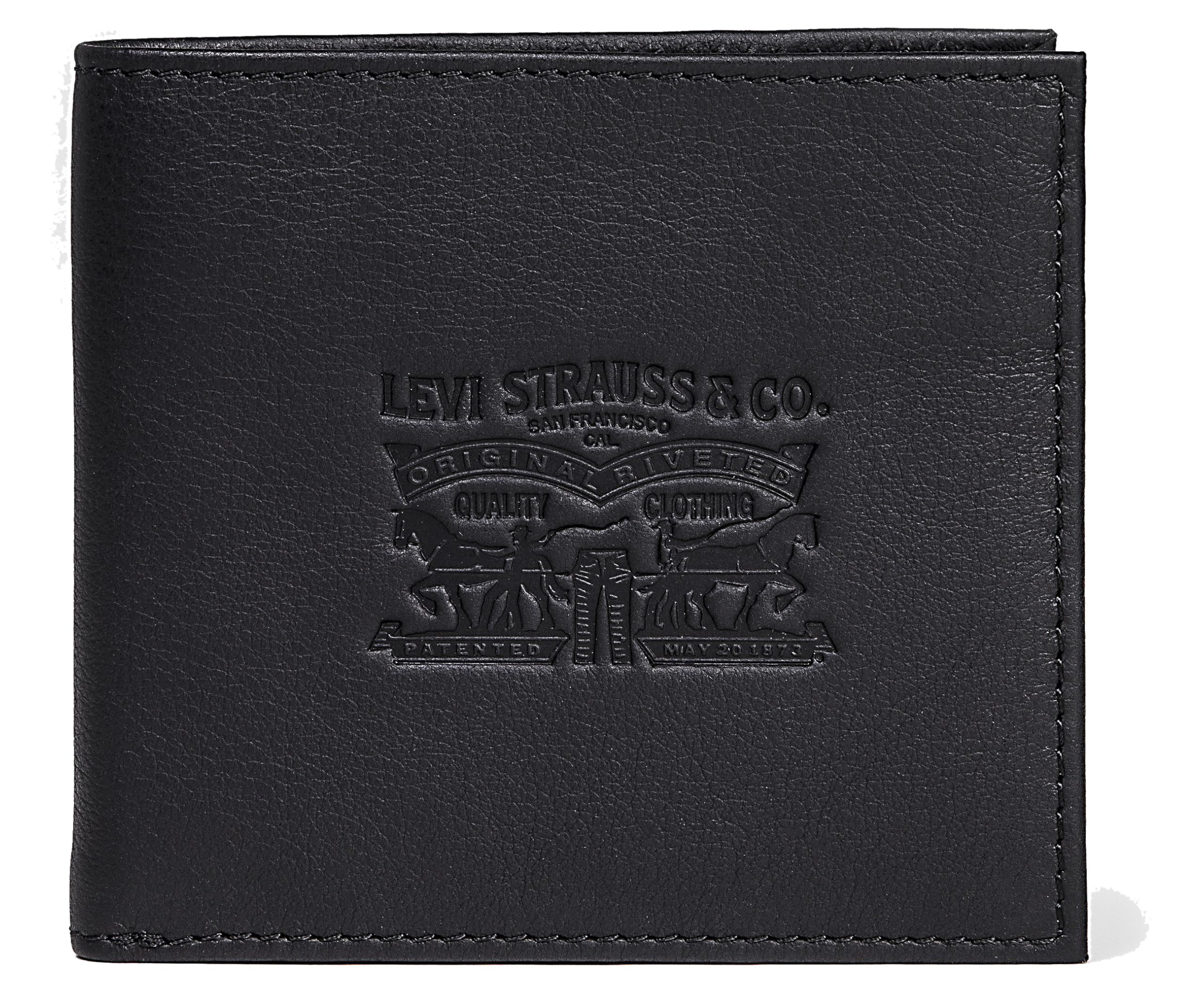 Levi's Men's Vintage Two Horse Vertical Wallet, Black, 10x2x11 centimeters (W x H x L)