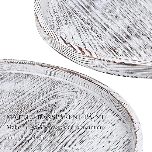 Miniatura 3 de Gurfuy Bandeja redonda de mesa otomana de 12 pulgadas, bandeja de madera rústica para mesa auxiliar decorativa de granja, bandejas de mesa de café