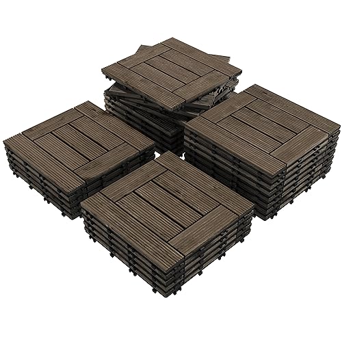 Yaheetech 27PCS Wooden Flooring Patio Deck Tiles Interlocking Tiles Patio