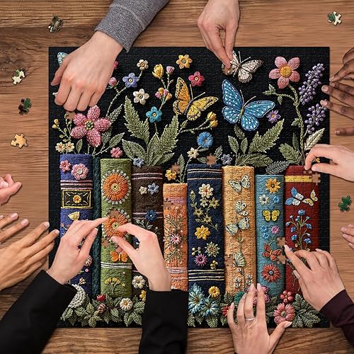 Miniatura 7 de Rompecabezas vintage de libros de flores silvestres para adultos de 1000 piezas, rompecabezas de páginas de libros de flores, rompecabezas retro