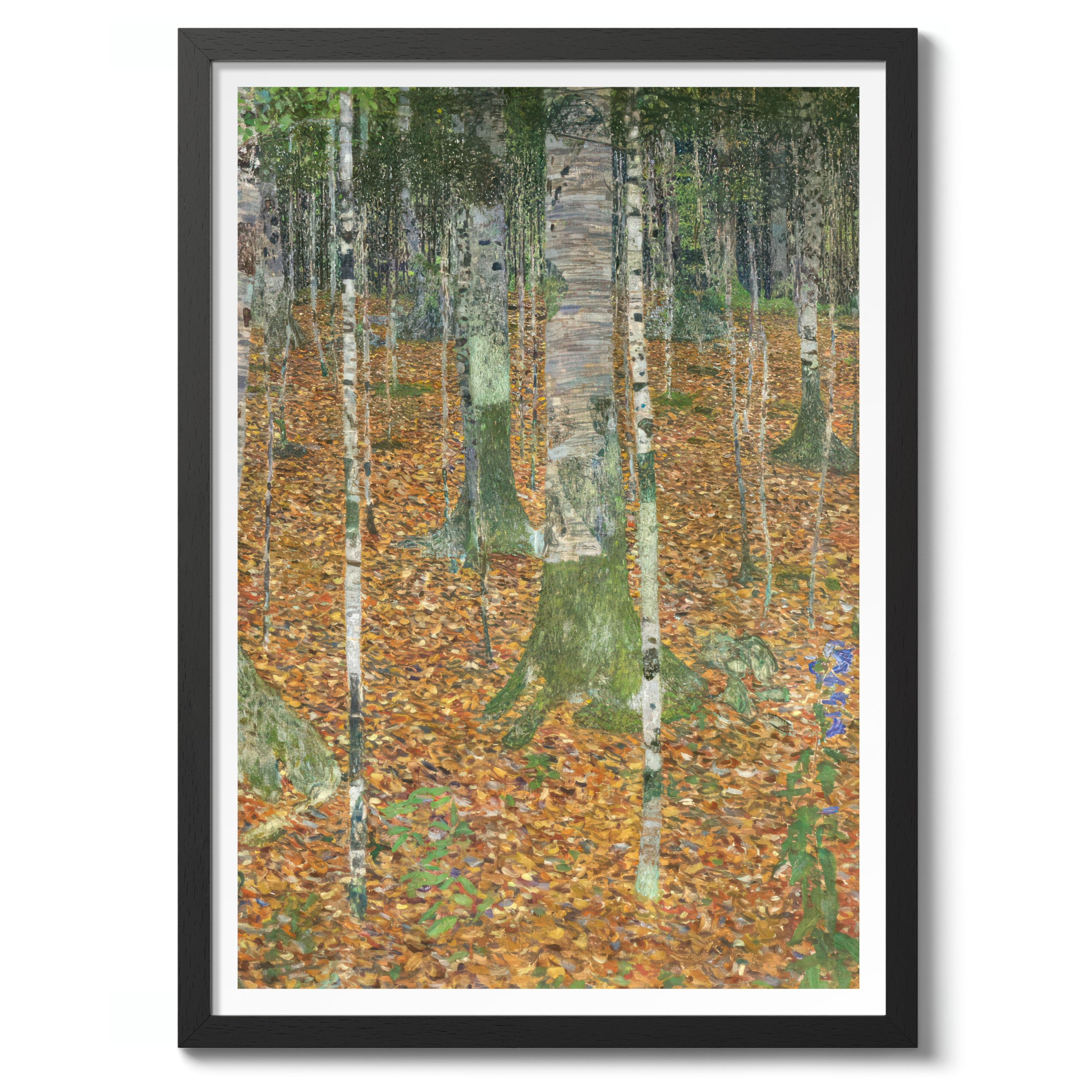 Birch Forest Gustav Klimt Poster, Classic Famous Oil Painting Print, Modern Art Nouveau Wall Art Home Decor, Archival Matte, A2 (Black Frame) - 59.4x42cm