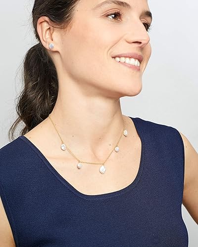 Vista 6 de Secret & You Collar con colgante de perlas cultivadas de agua dulce con forma de keshi barroco - Cadena de plata de ley 925 y colgante chapado