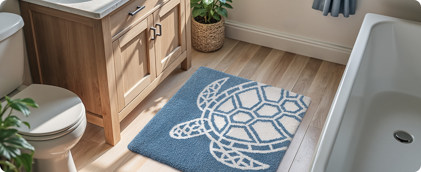 Amazon.com: DEXI Ocean Sea Turtle Bathroom Rug, Square Bath Mat