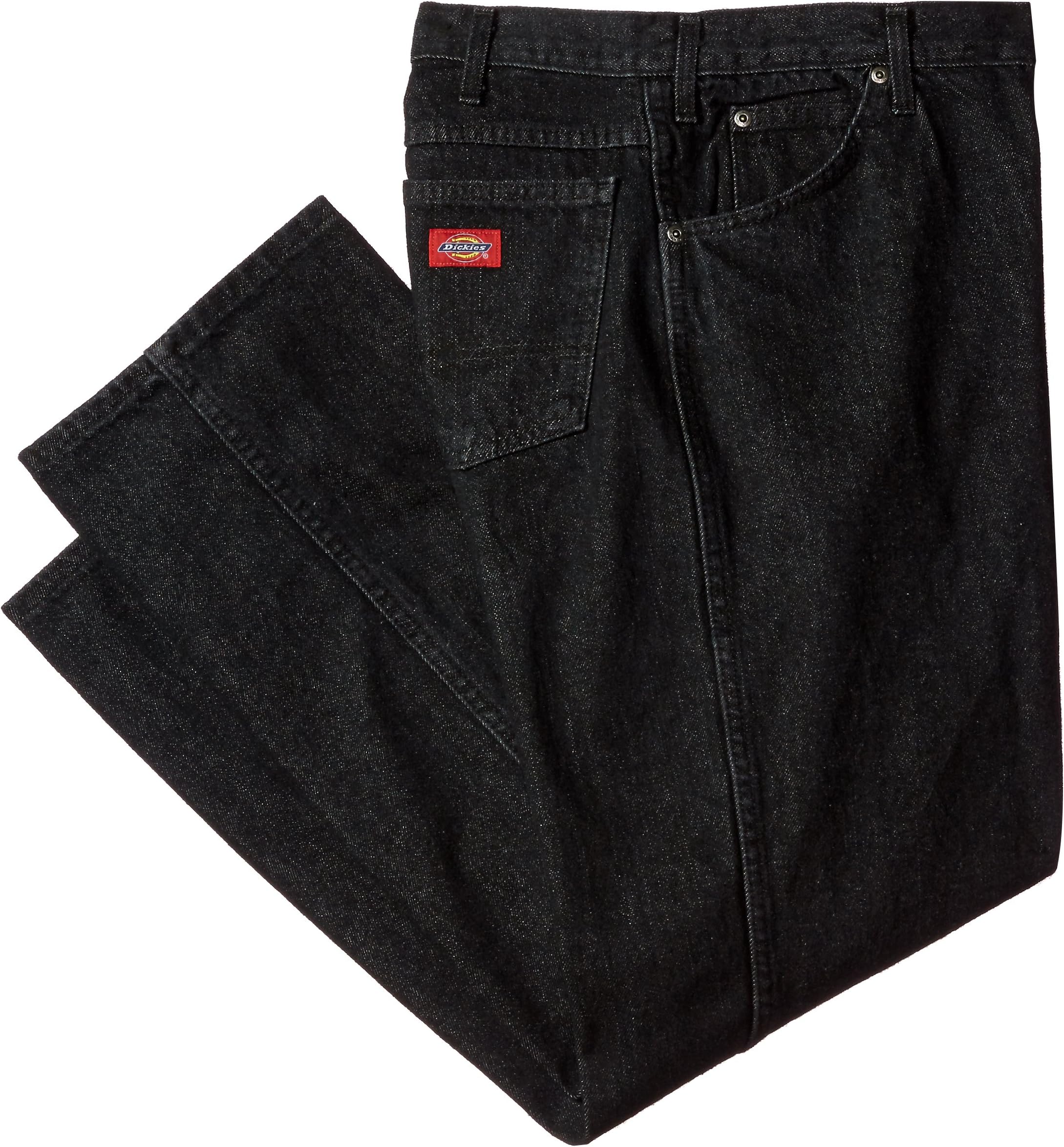DickiesC993RBK Denim Cotton Regular Fit Men's Industrial Jean with Straight Leg, Black