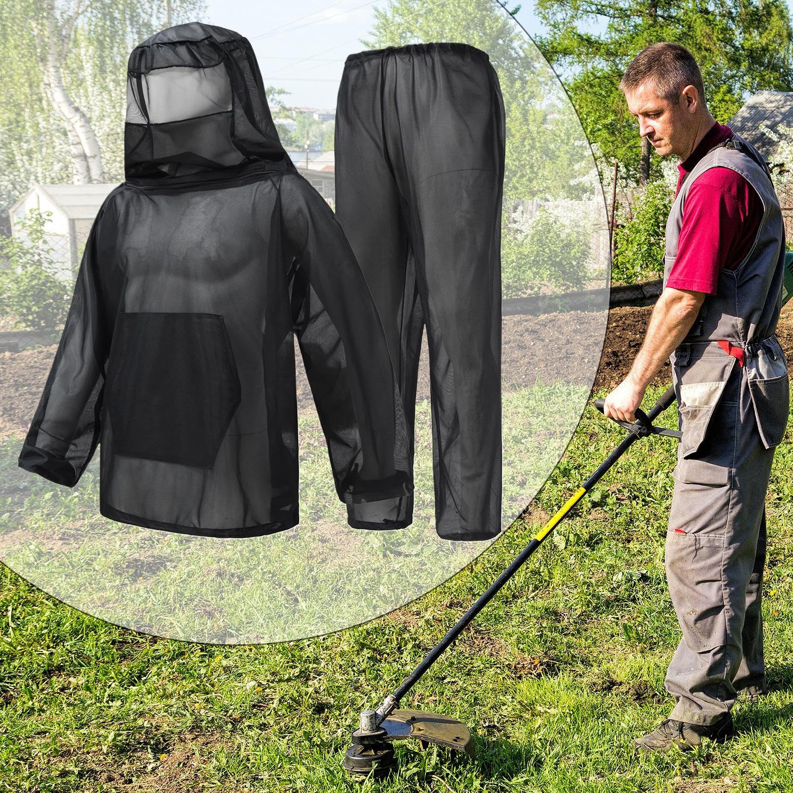 Abbigliamento Antimosche, Tuta Completa con Rete Antinsetti, Protezione Indossabile per Camping Escursionismo Giardinaggio Agricoltura e Attività All'aperto