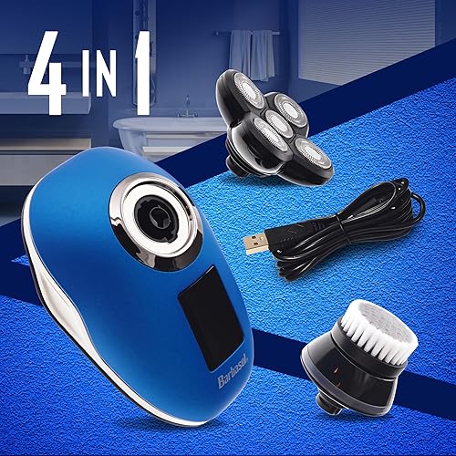 Miniatura 5 de Signature Series - Afeitadora de cabeza giratoria recargable en seco y húmedo con cuchillas de acero inoxidable, cepillo de limpieza/pulido y