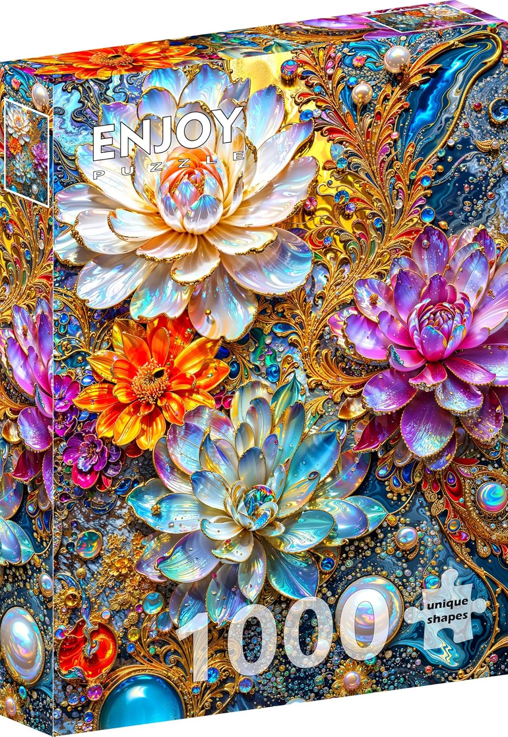ENJOY Puzzle Elegant Pearl Waterlilies Iridescent Illustration – 1000 Pieces Jigsaw Puzzle for Adults – Matte Finish, Soft Touch, Easy to Assemble, Tight Fit, Vivid Colors, Missing Pieces Service