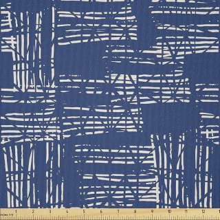Ambesonne Blue and White Fabric by The Yard, Watercolor Style Tie Dye Effect Indonesian Grunge Composition, Microfiber Fabric for Arts and Crafts Textiles & Decor, 2 Yards, Cobalt Blue and White