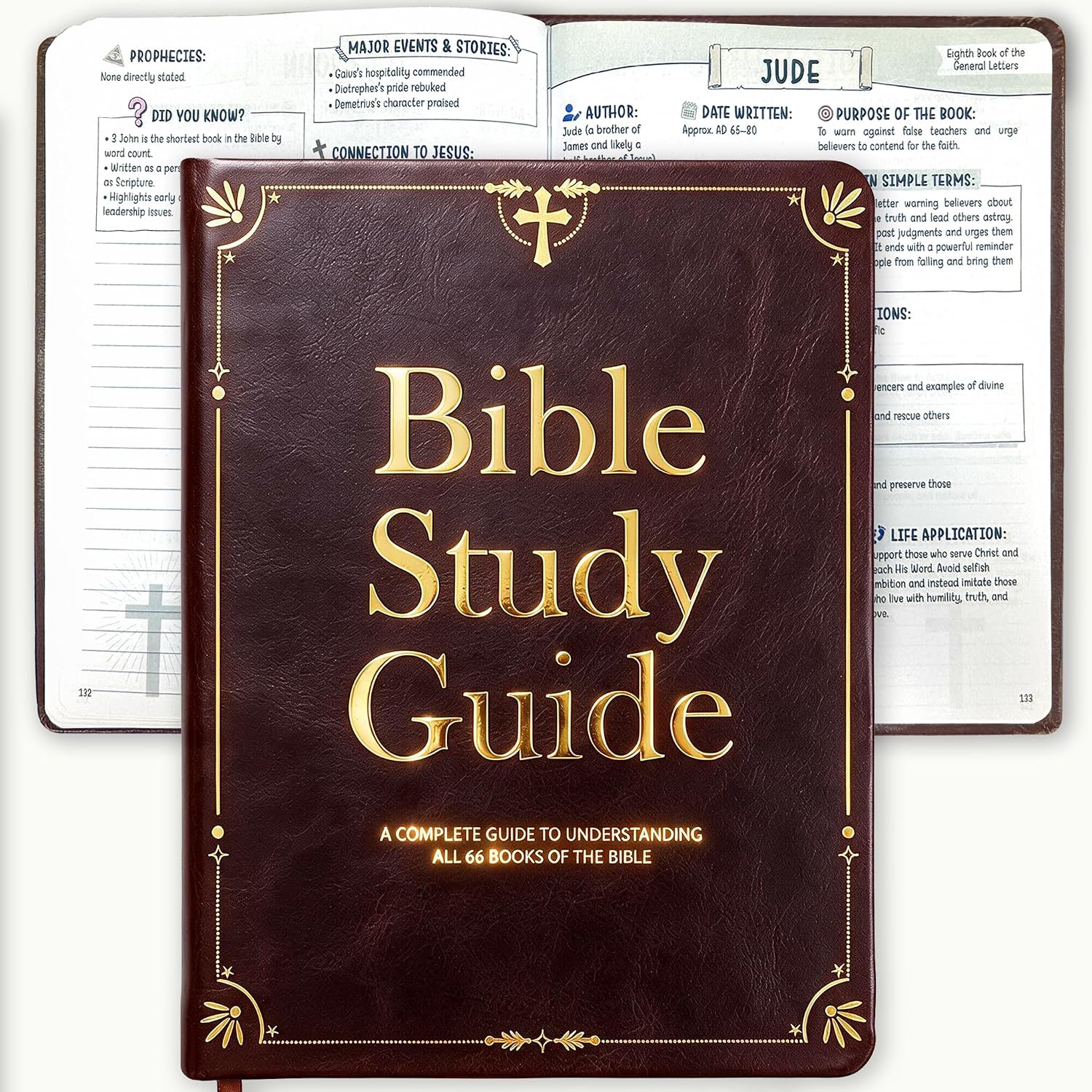 Large Print Bible Study Guide,66 Books Guided Devotional Prayer Journal