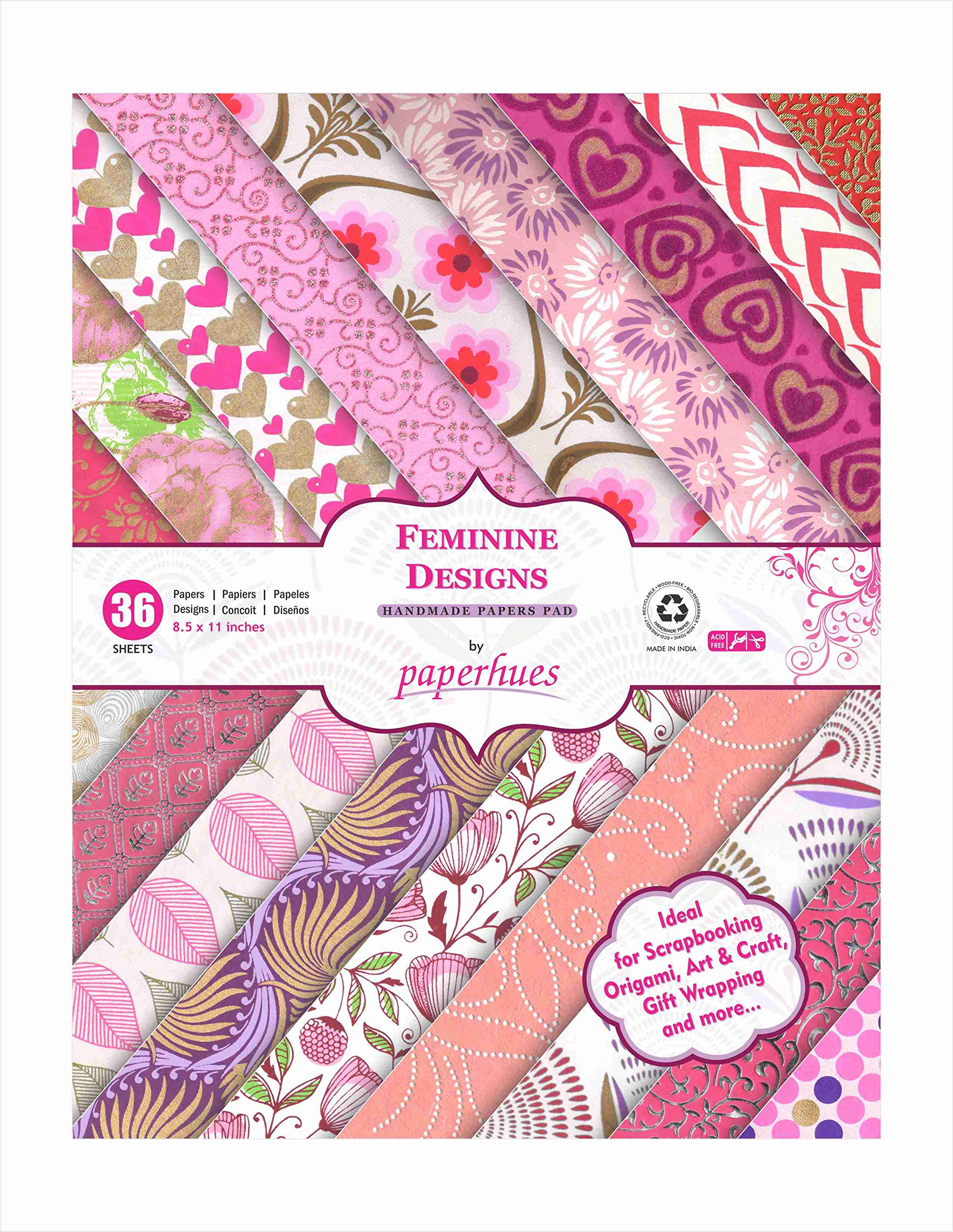 PaperhuesFeminine Designs Collection Scrapbook Paper 8.5x11" Pad 36 Sheets