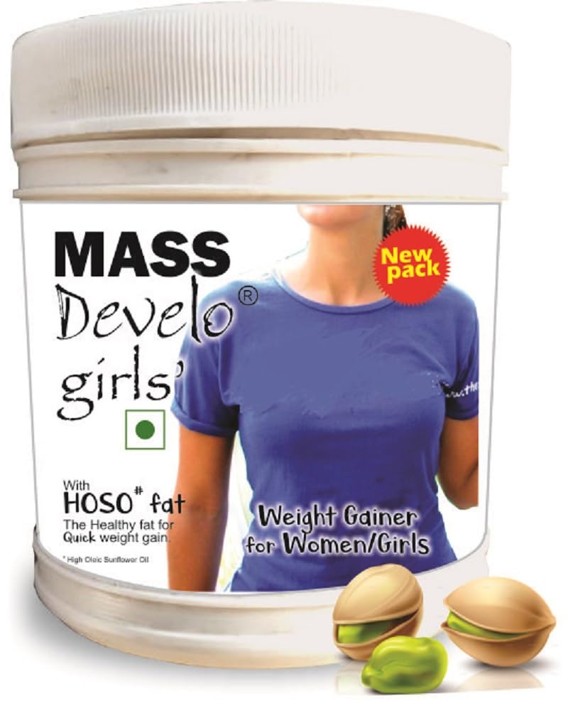 Develo Weight Mass Gainer Protein Shake Powder for Fast Gain in women girls, Nutrition Food Supplement, Health Drink with Natural Fat Energy I 27 Vitamins & Minerals I 600gm Elaichi Pista Flavour