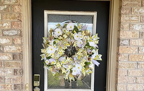 Miniatura 4 de XL Lavender Lemon & Daisy Summer & Spring Deco Mesh Front Door Wreath, Porch Patio Home Decor, Handmade, Unique Gift Idea for Her