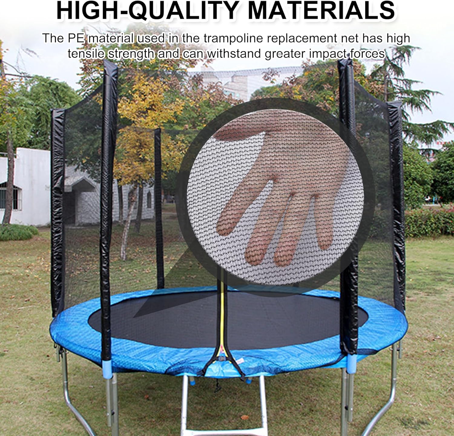 Trampoline Safety Net,4/4.6/6/8/10/12/13/14/16FT Garden Trampoline Replacement Fences, Kids Protective Net