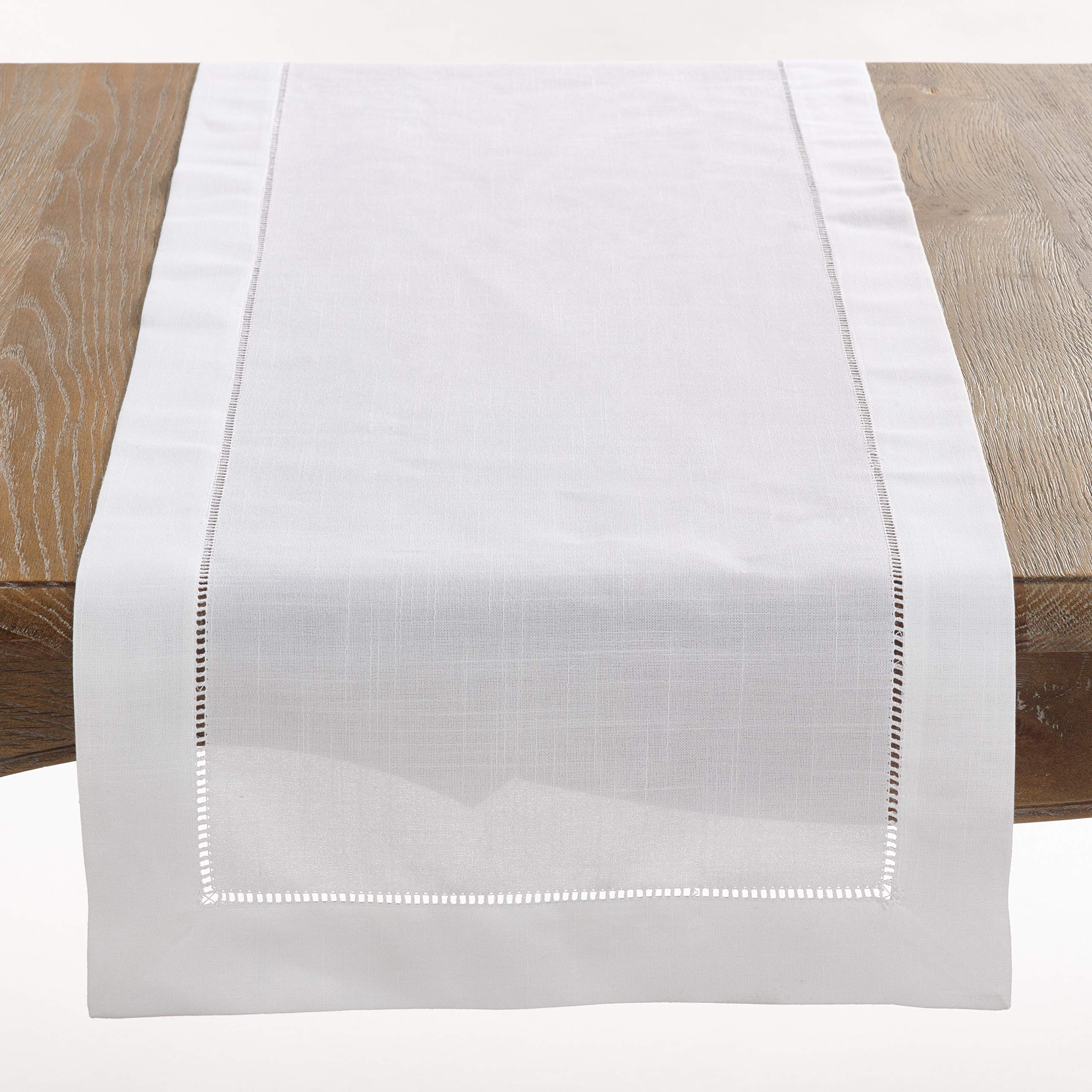 SARO LIFESTYLE Table Runner, 100% polyester, White, 16" x 72"