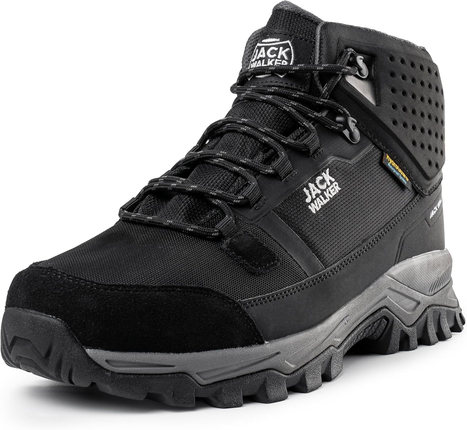 Jack Walker Men’s Walking Boots – Genuine Suede Leather & Durable Upper Mesh Material with Memory Foam Insole, Hydroguard Waterproof, Lightweight, Breathable Trekking & Hiking Footwear JW3007
