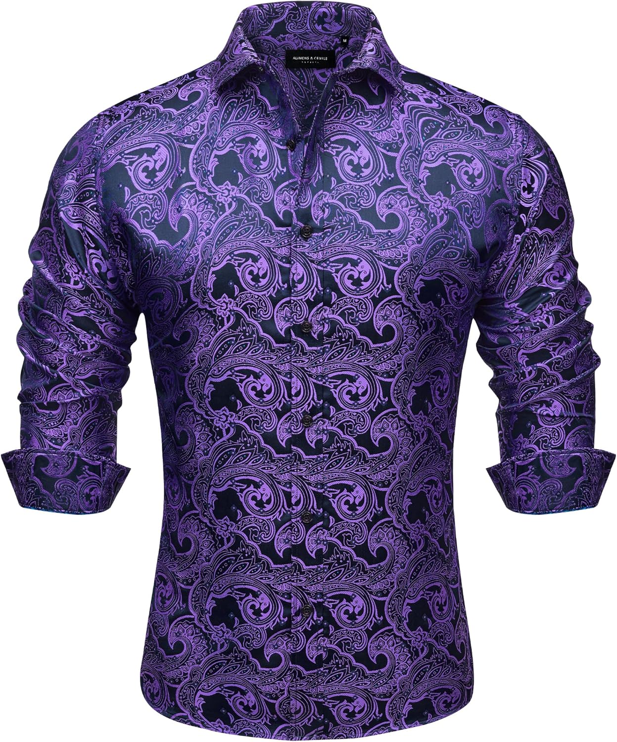 Alimens & Gentle Mens Paisley Shirts Dress Shirt for Men Western Cowboy Shirt Long Sleeve Button Down Shirt Wedding Party