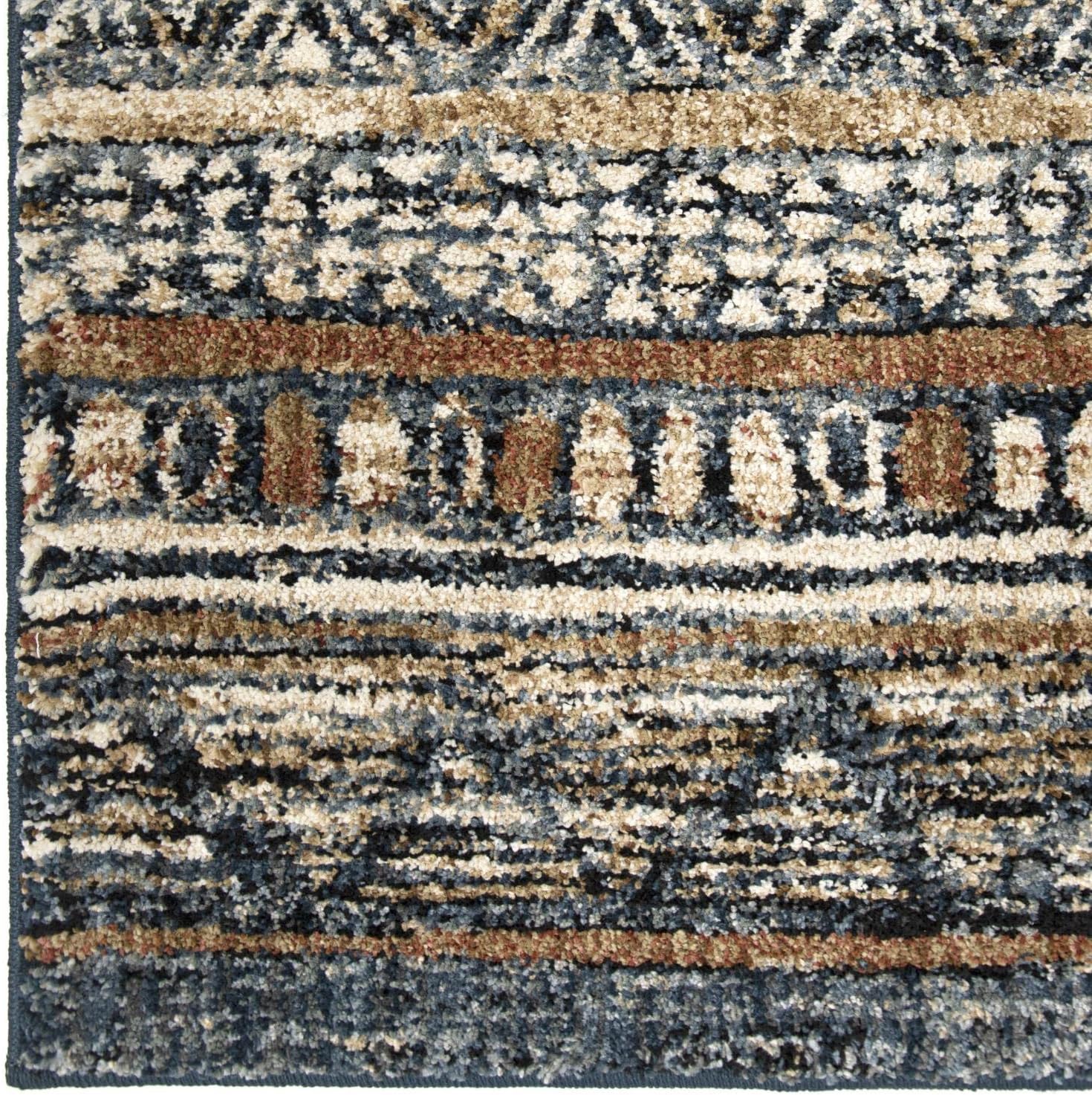 Orian Rugs Adagio Coastal Pier - 8'10" x 13' Rectangle in Blue, Tribal Style Indoor Home Decor, Global Pattern, Plush Area Rug