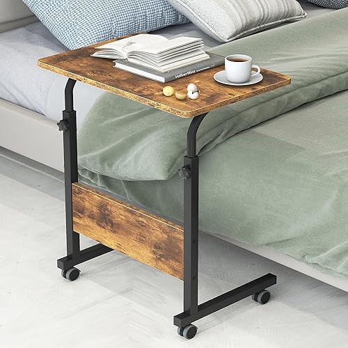 Miniatura 7 de sogesfurniture Mesa auxiliar móvil, ranura para tableta de 23.6 pulgadas y ruedas, escritorio para computadora portátil portátil, soporte ajustable
