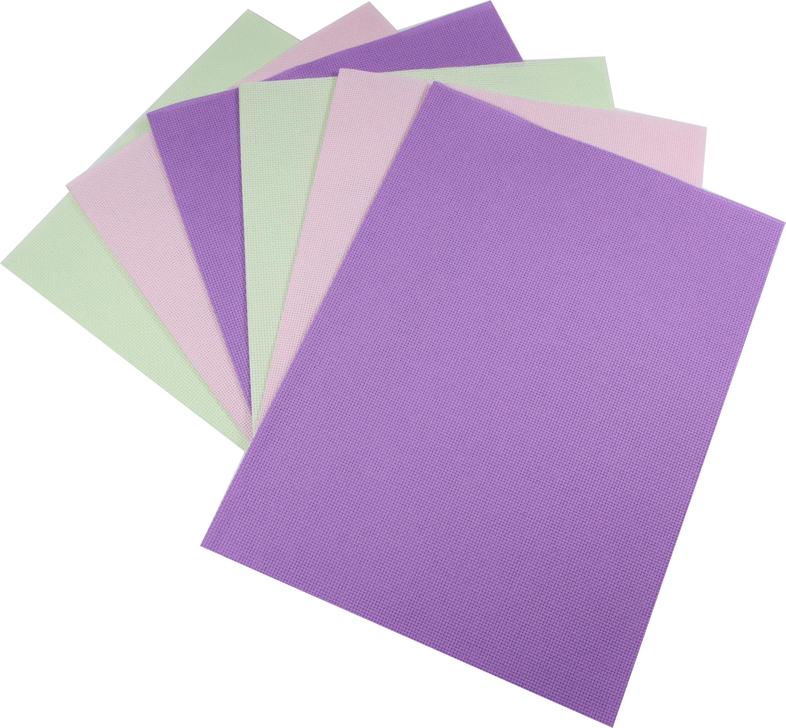 KCS 4/6 pc of 12" x 18" 30cmx45cm 16CT Counted Cotton Aida Cloth Cross Stitch Fabric (Lavender+Pink+Light Green, 6 pc)