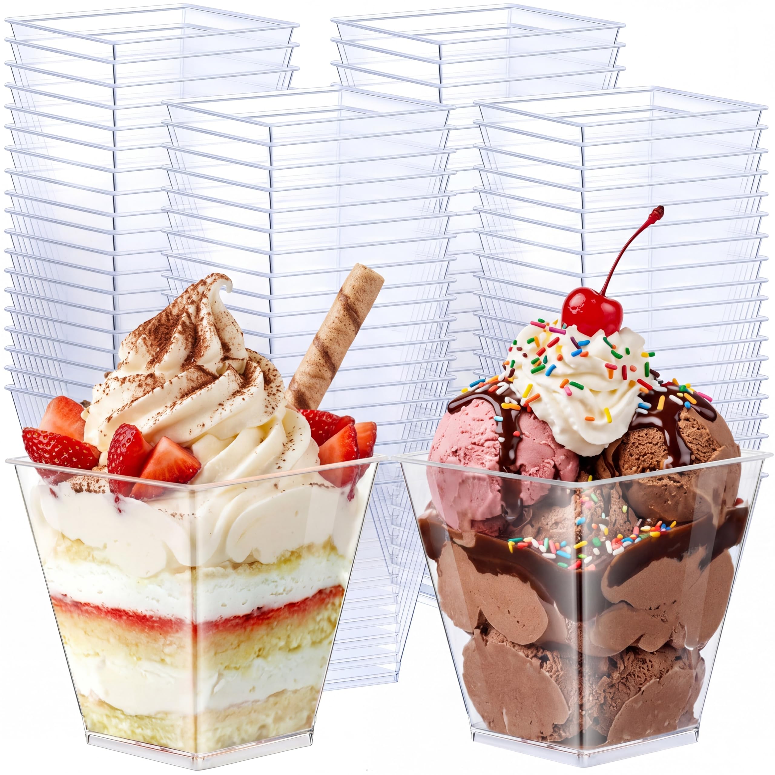 Amazon.com | Zubebe 100 Pack 8 Oz Square Plastic Cups, Appetizer