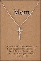 Lcherry Faith Cross Pendant Necklace for Women - Stainless Steel Christian Jewelry with 'Mom' Engraving, Ideal Mother's Day Gift