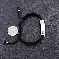 Vista 3 de Uloveido Pulsera de identificación de alerta médica grabada con láser, pulsera ajustable para hombres y mujeres, primeros auxilios de emergencia