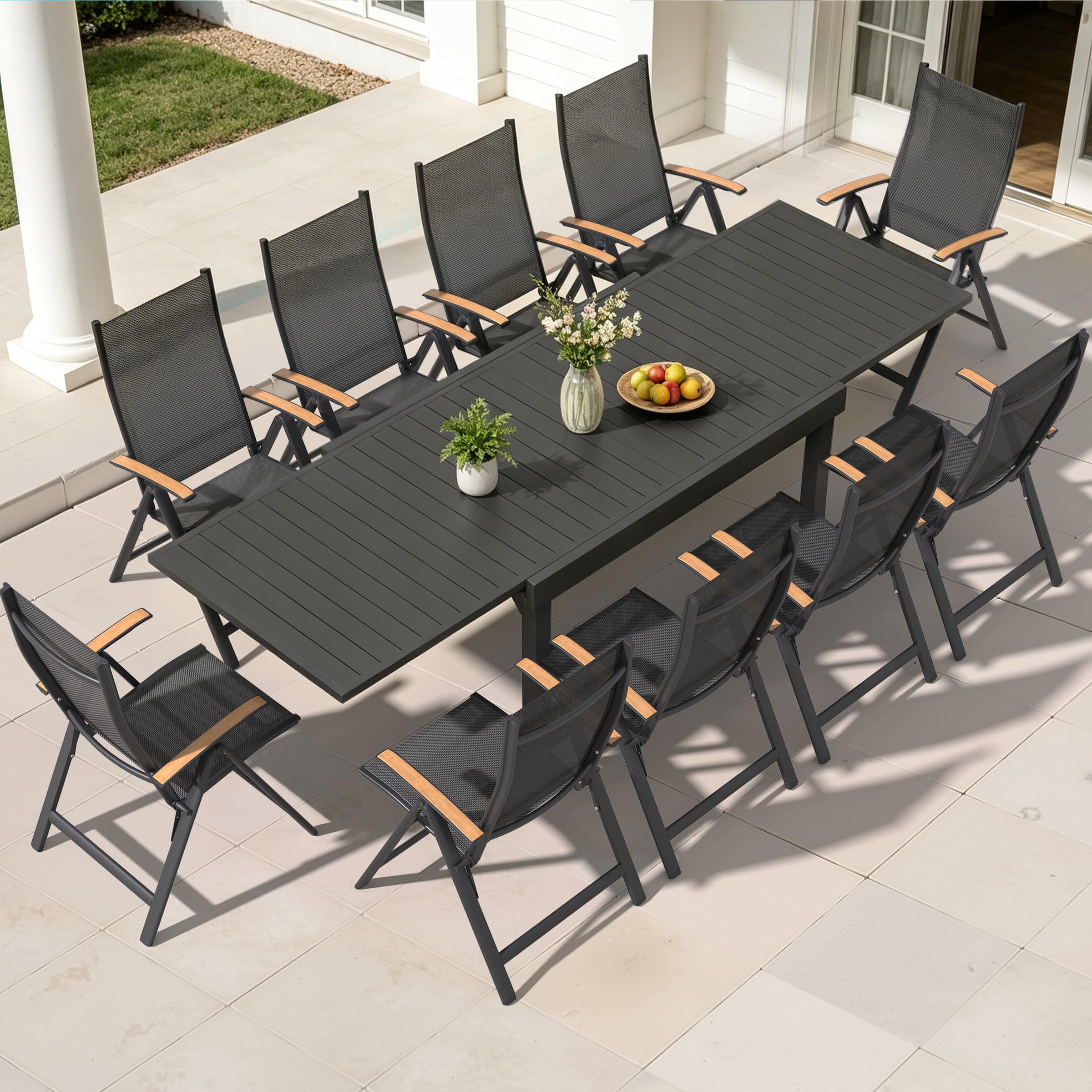 Pellebant 11 Pieces Aluminum Outdoor Dining Set