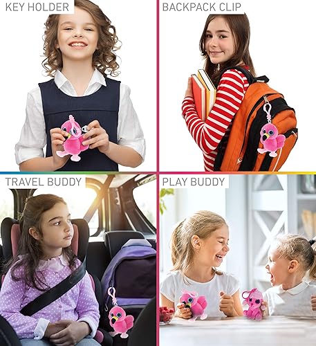 Miniatura 3 de DolliBu Big Eye - Llavero de peluche de flamenco rosa, llavero de flamenco de peluche, llavero de animal esponjoso para mochila o bolso, llavero de