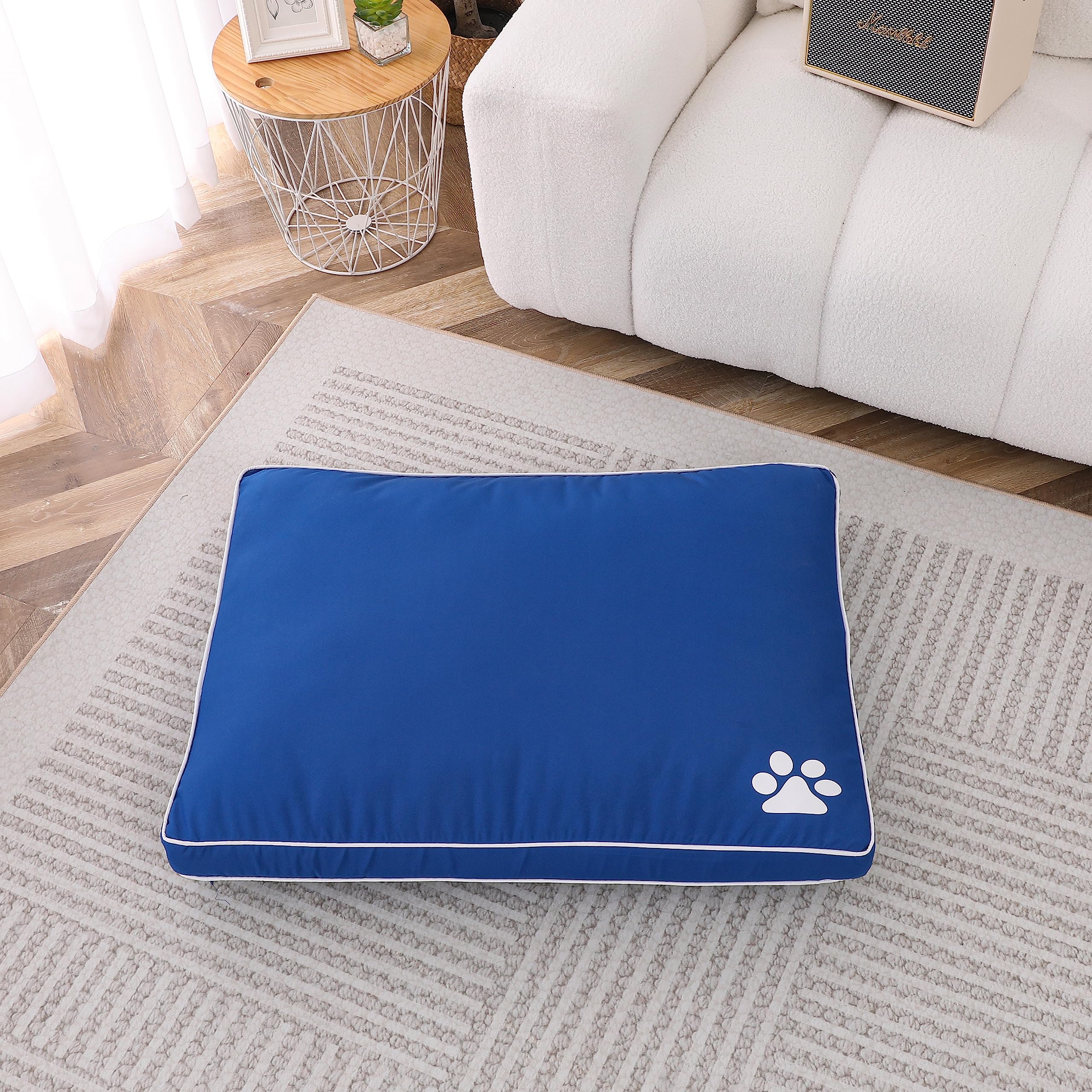 Waterproof Dog Beds Cushion Mattresses, Deluxe Super Soft Cosy Heay Duty Plush Washable Comfy Zipped Cover Dogs Puppy Pet Bed Mattresses Cushions, (Blue - Extra Large 80cm X 120cm)