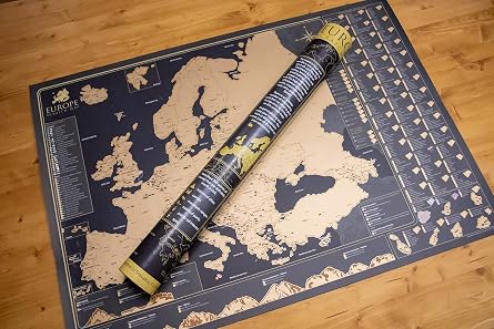 Scratch Map of Europe Wall Poster - Beautiful Luxury Large Map to Scratch Off - Perfect Travel Gift - Made in Europe - 84.1 cm x 59.4 cm