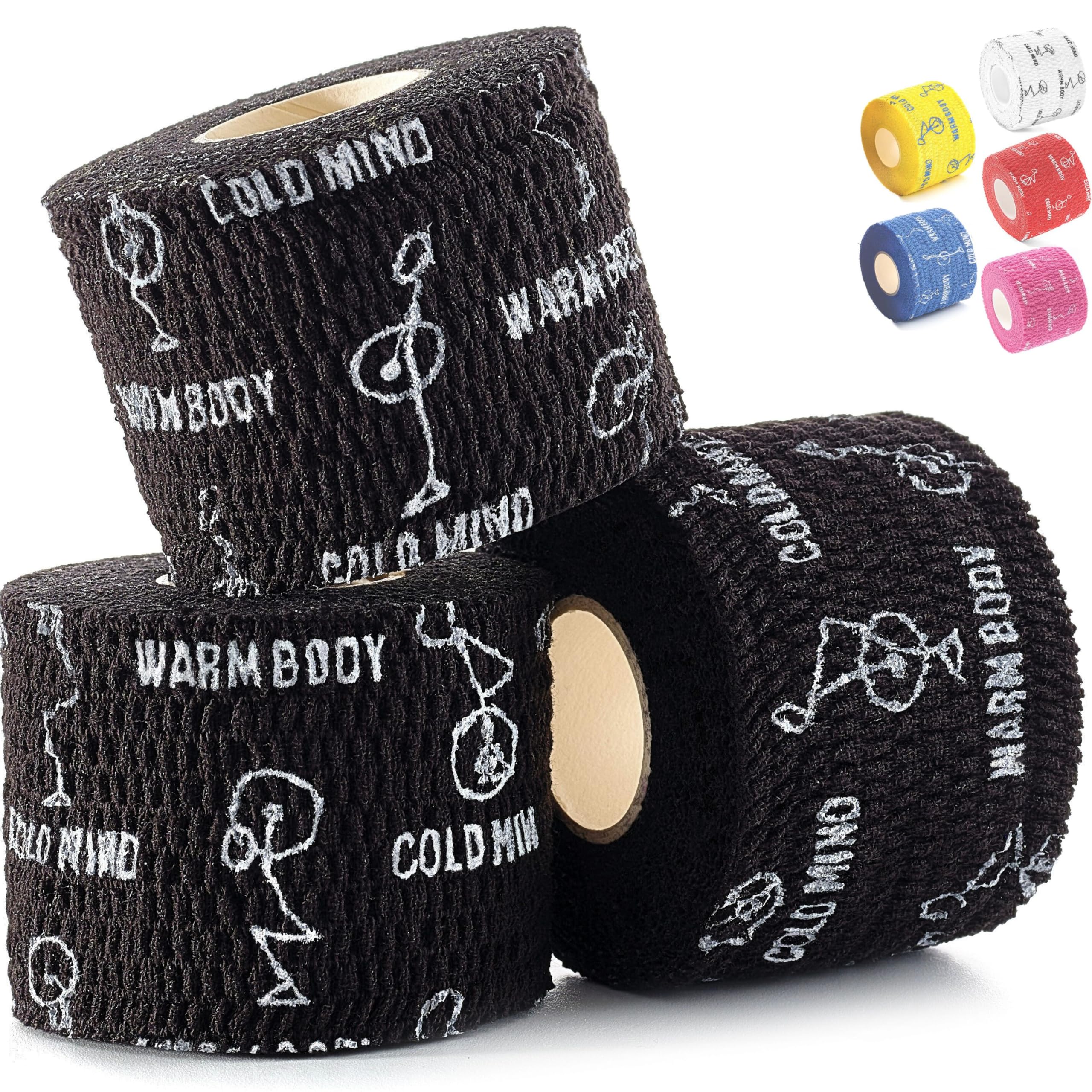 WARM BODY COLD MIND 1.85" Weightlifting Thumb Tape - Hook Grip Tape for Powerlifting, Cross Training, Gym Tape, Workout, Weight Lifting Tape, Athletic Finger Wrap (Black 3 Rolls)