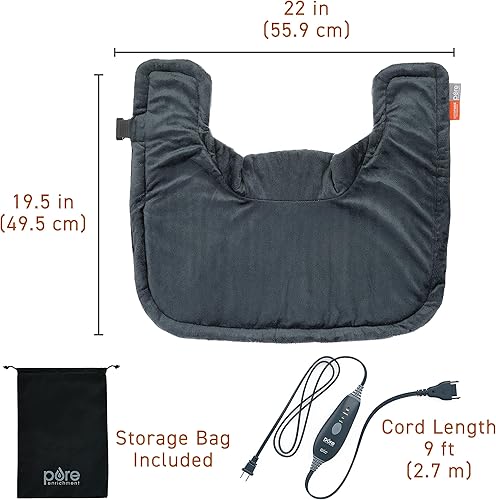 Vista 7 de Pure Enrichment PureRelief Pro - Almohadilla térmica infrarroja lejana para cuello y hombros, alivio muscular más profundo, 4 ajustes de calor