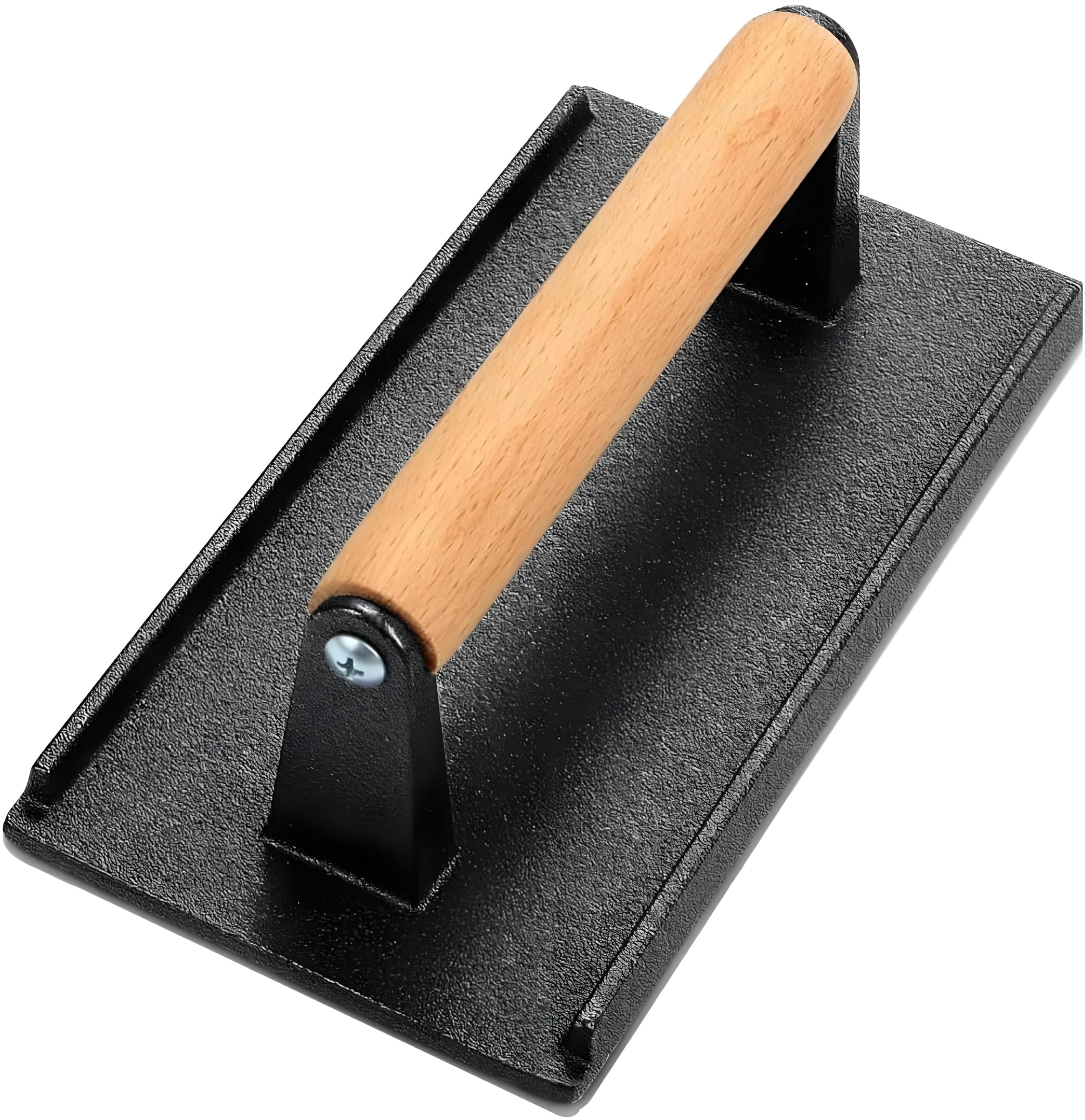 onlyfire Cast Iron Meat Press Grill Press with Wooden Handle, Great for Squeezing Fat from Meats, Flattening Bacon, Paninis, and Burgers