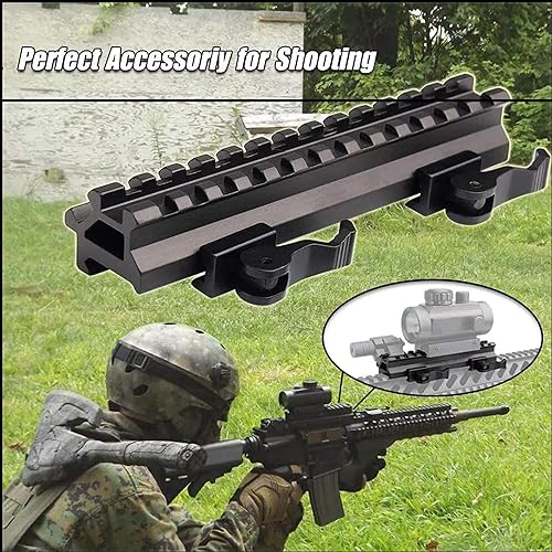 Miniatura 8 de 360 Tactical Soporte elevador Picatinny de 90 y 45 grados de alta resistencia con liberación rápida, para visores de puntos rojos y óptica, uso QD