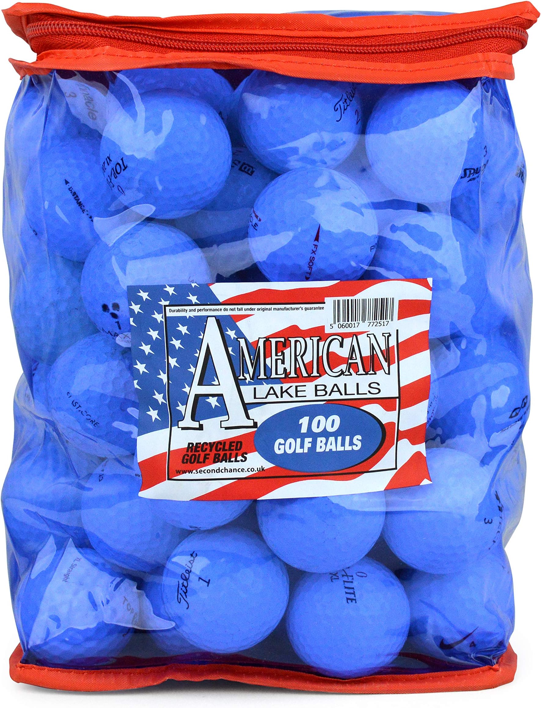 Second Chance Lake Golf Balls with Reuseable Carry Bag - Select 25, 36, 50 or 100 Golf Balls