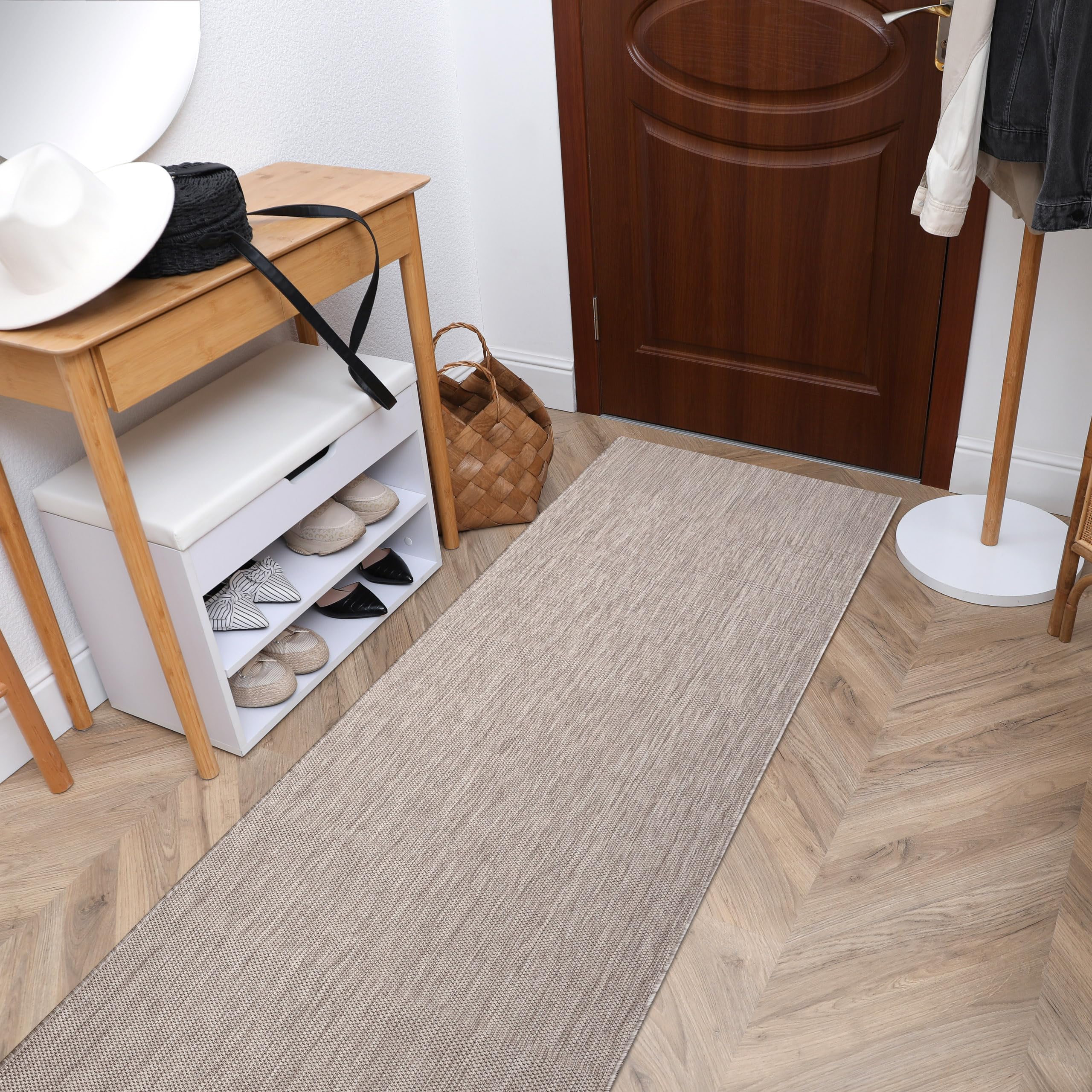 rugsx Passatoia SION effetto sisal, tappeto a tessitura piatta, resistente e facile da pulire, interno esterno, cucina corridoio balcone terrazza, beige 80x200 cm