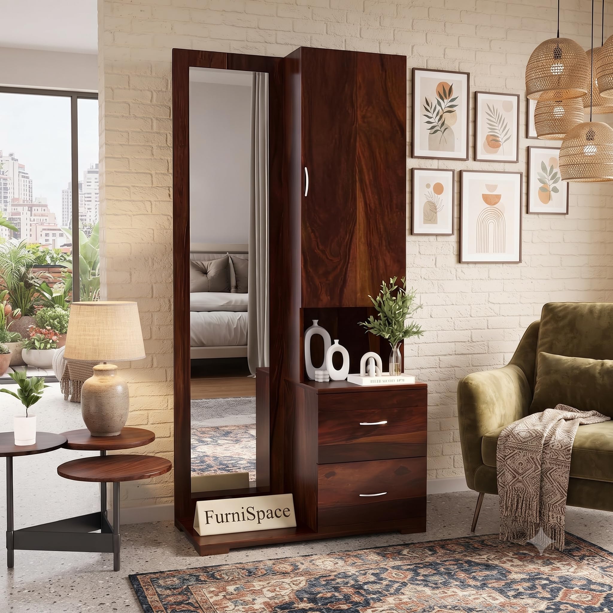 Sheesham Wood DressingTable with Mirror and Storage Premium Vanity Table Luxury Modern Dressing Table Design (Walnut 5)-picture-22
