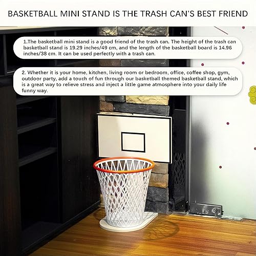 Miniatura 7 de LXURY Trash Can Basketball Hoop, Basketball Hoop Trash Can,Kitchen Trash Can,Basketball Trash Can, Hoop Wastebasket, Waste Basket,Wood,Basketball