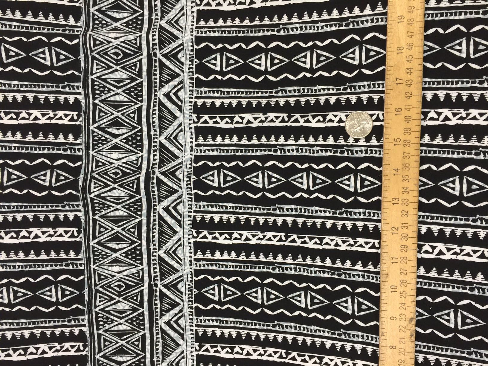 100% Rayon Challis Black n White African Print BINTU
